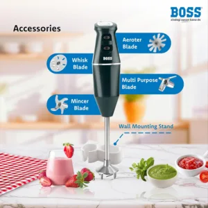 BOSS Crystal Hand Blender 275W | Powerful Motor | Stainless Steel Blade | Ergonomic Design | Model B147
