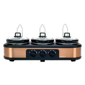 Pringle Electric Slow Cooker 4.5L (1.5L x 3 Pots) | Ceramic Cooking Pots with Glass Lid | Multi Pot Buffet Warmer | Model FW 1806 |